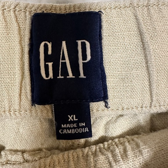 GAP Women's XL Tan Khaki Wide Leg Pants Linen Rayon Drawstring Casual Relaxed - Picture 3 of 12